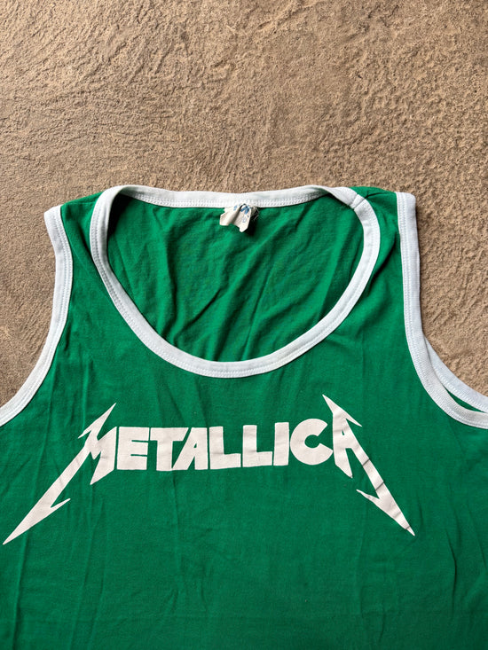 2000s Metallica Vintage Green Logo Tank Top | Size XL