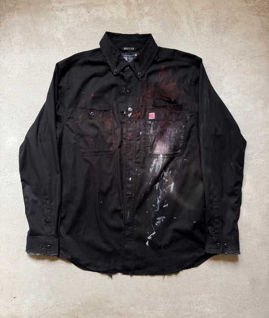 2010s Carhartt Distressed Paint Splatter Work Shirt | Size L