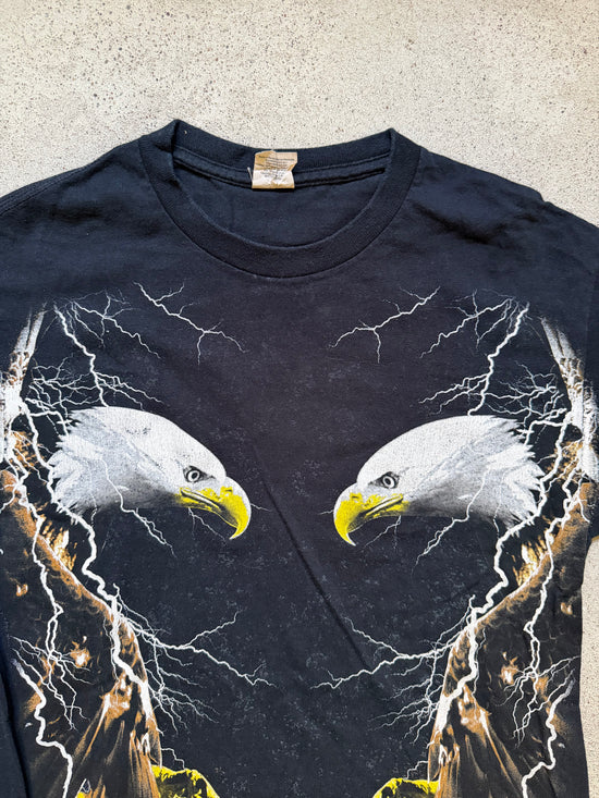 2000s Eagle Lightning All Over Print Tee | Size S
