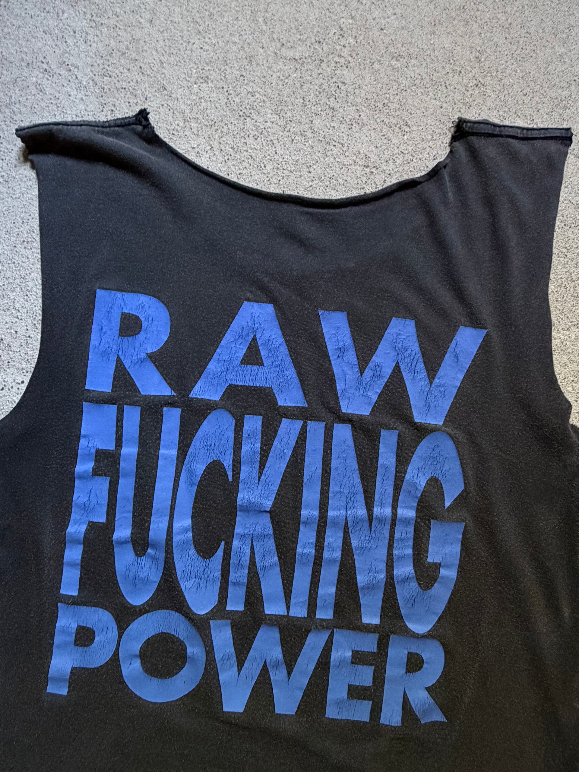 80s Iggy Pop Raw Fucking Power Cut Off Tee | Size M