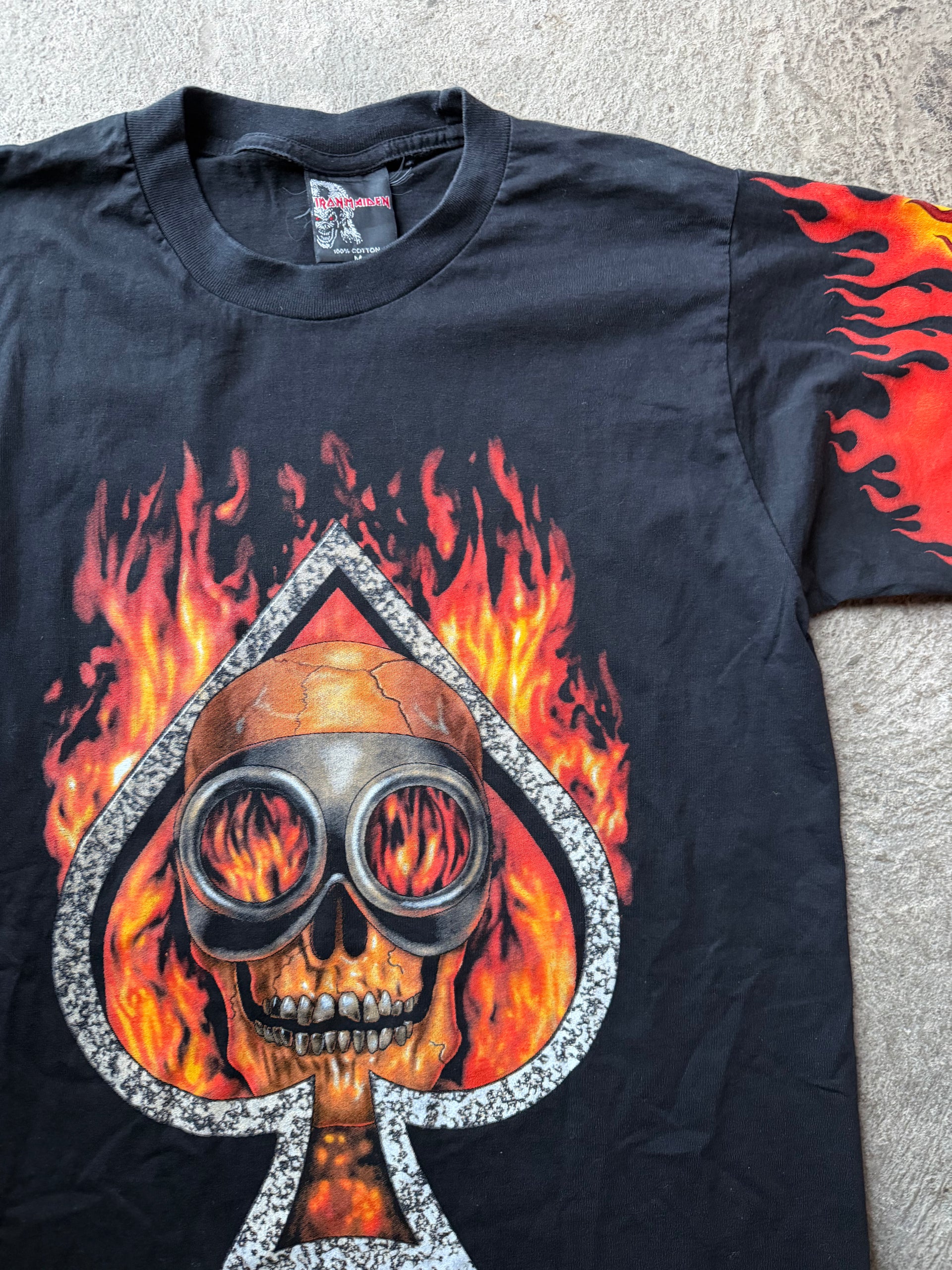 00s Flame Skull Ace Tee | Size M