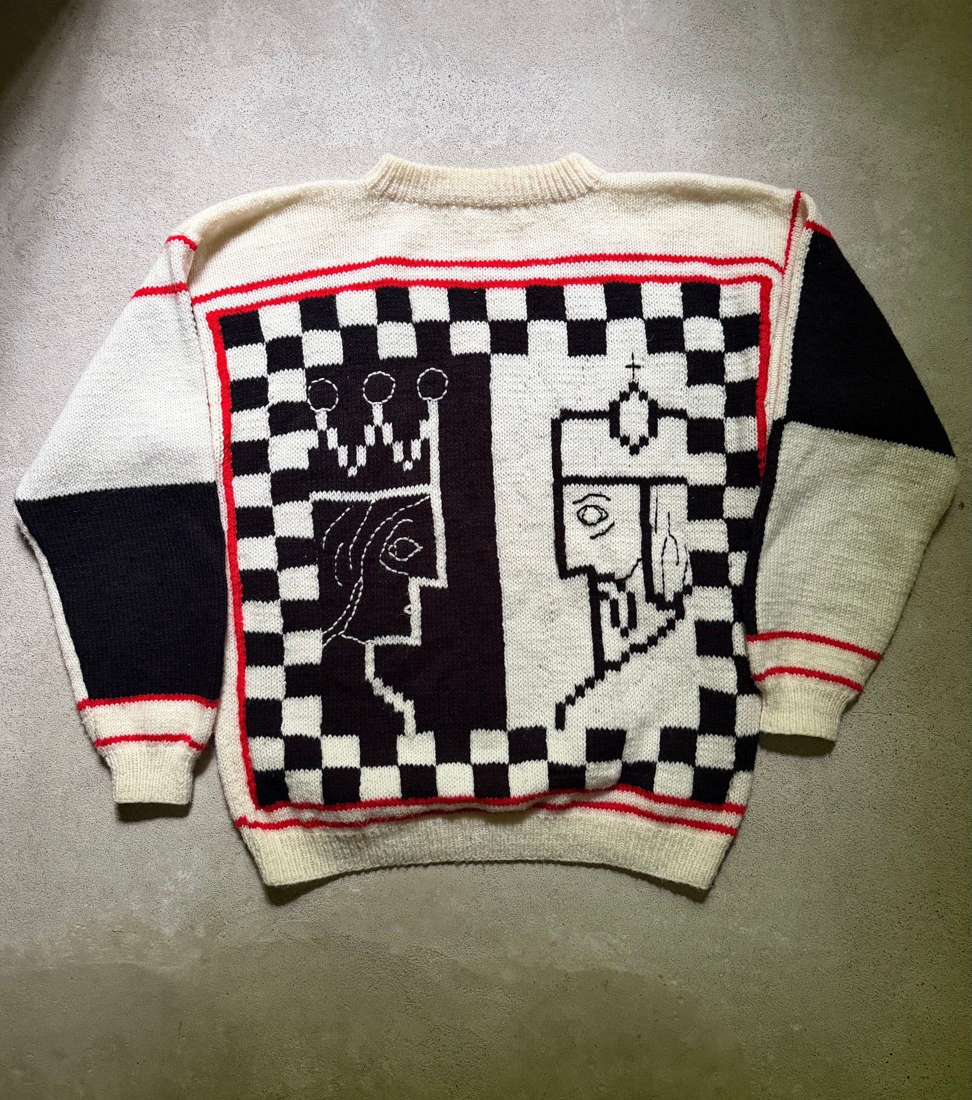 1980s Chess Knit Sweater | Size XL