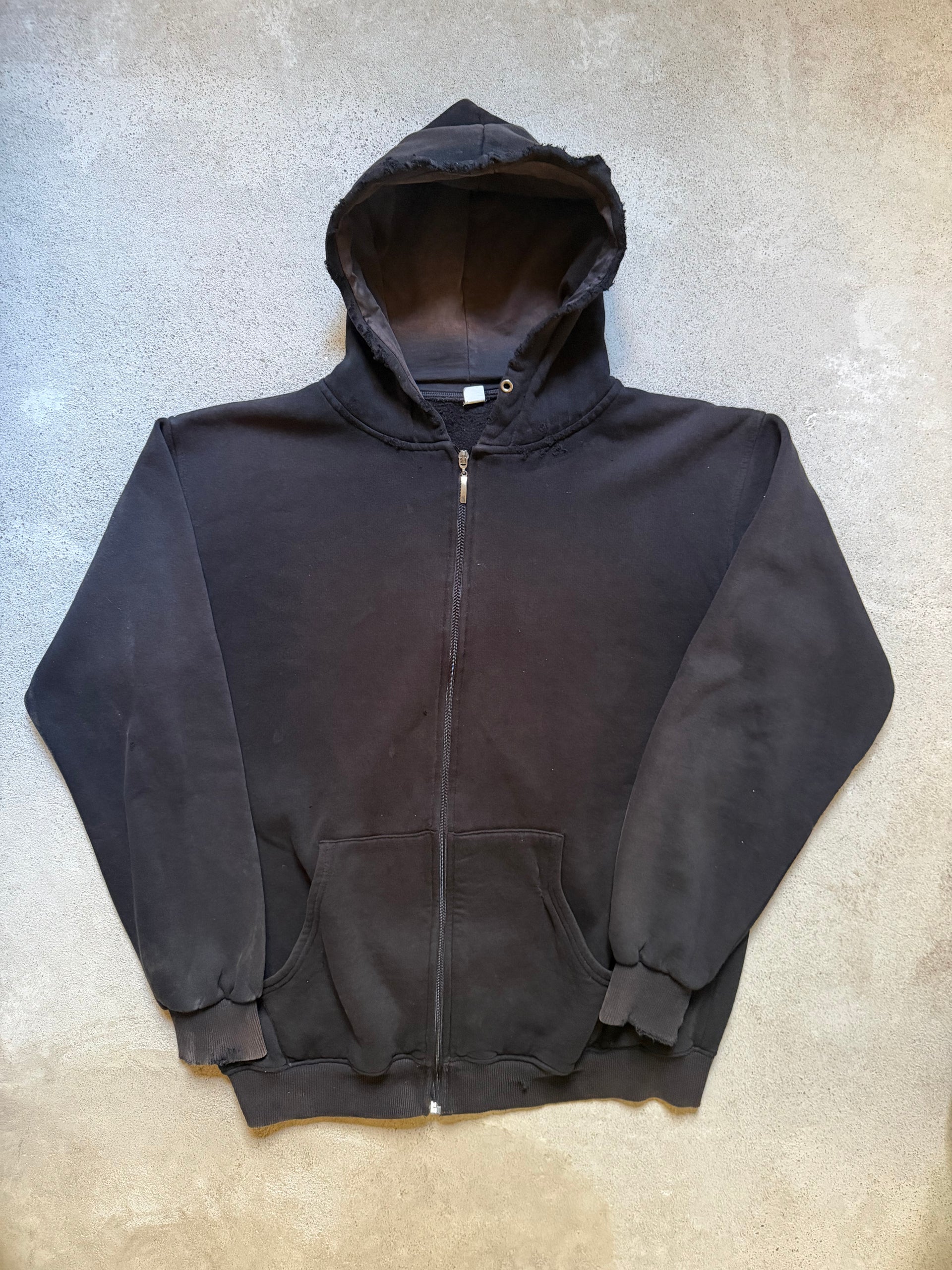 2000s Faded Zip Hoodie Distressed | Size XL