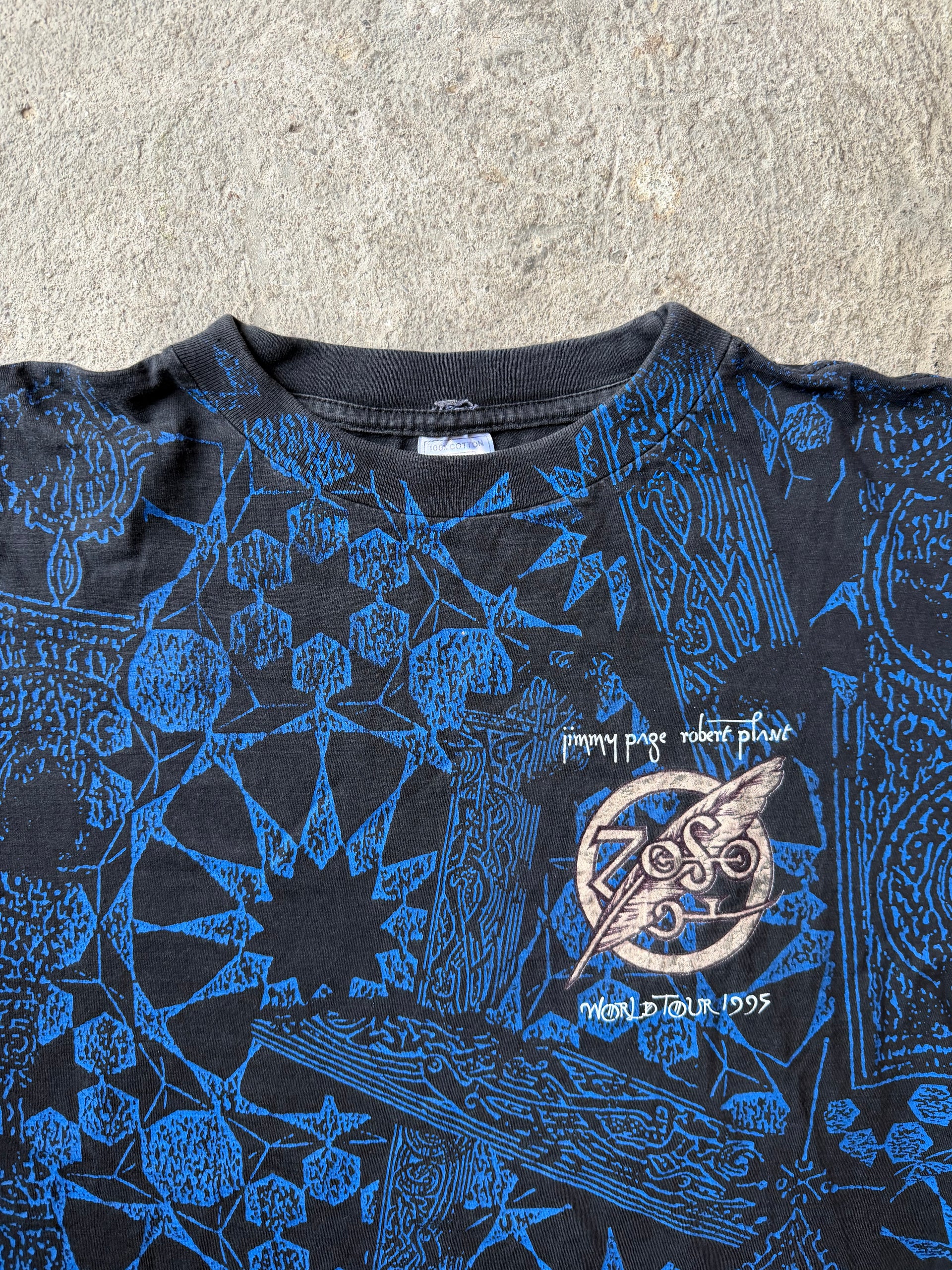 90s Page & Plant World Tour 1995 AOP Tee | Size XL