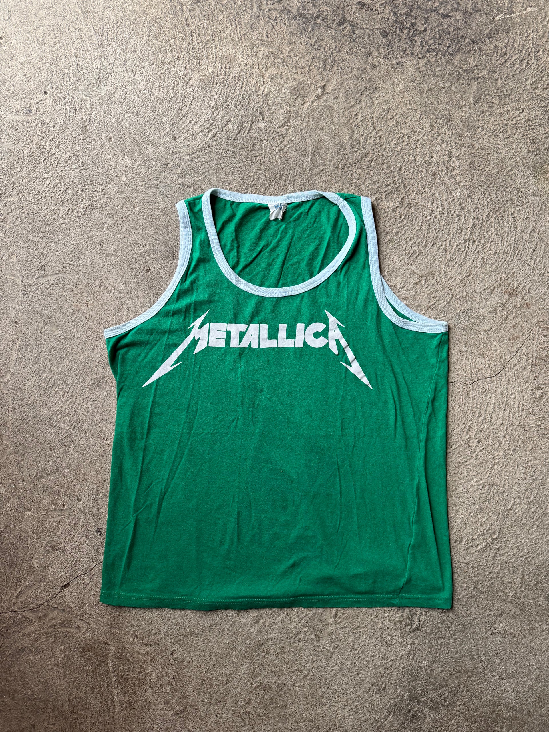 2000s Metallica Vintage Green Logo Tank Top | Size XL
