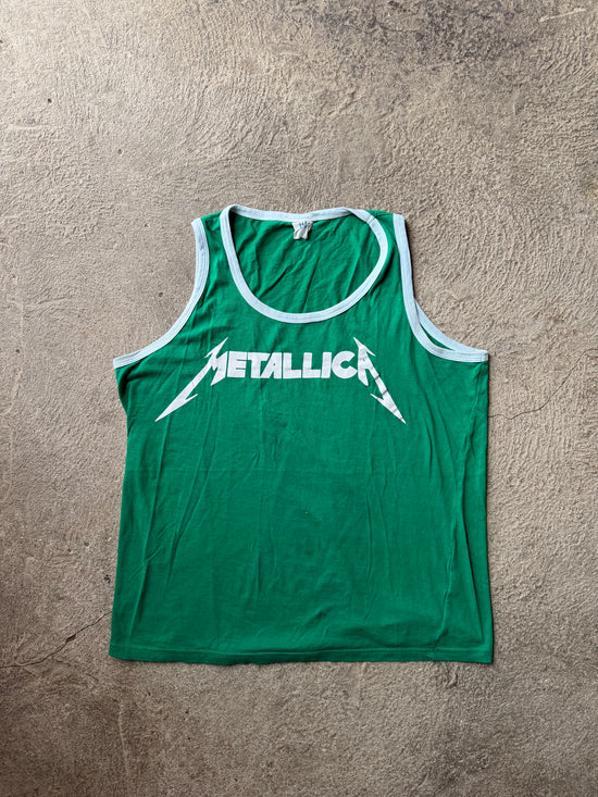 2000s Metallica Vintage Green Logo Tank Top | Size XL