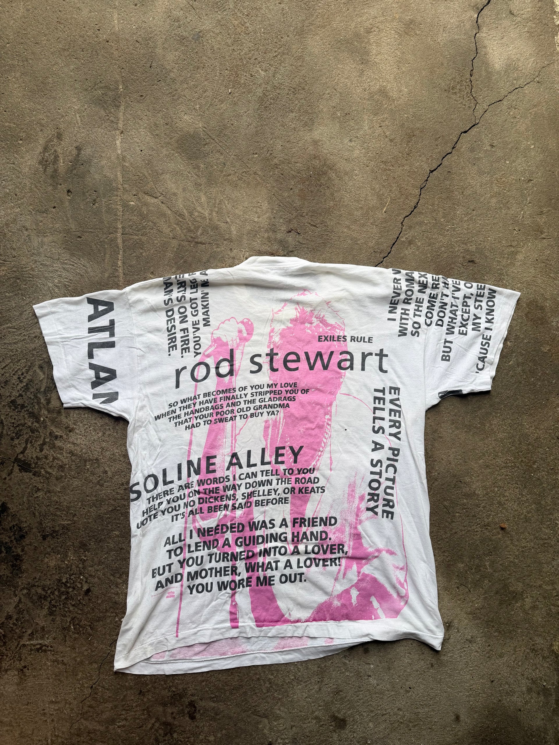 90s Rod Stewart All Over Print Vintage Tour T-Shirt | Size XL