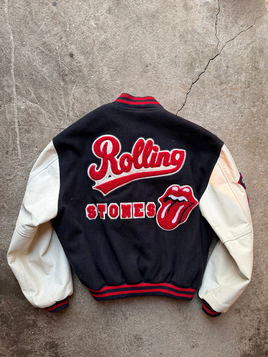 90s Rolling Stones Varsity Leather Jacket | Size XL