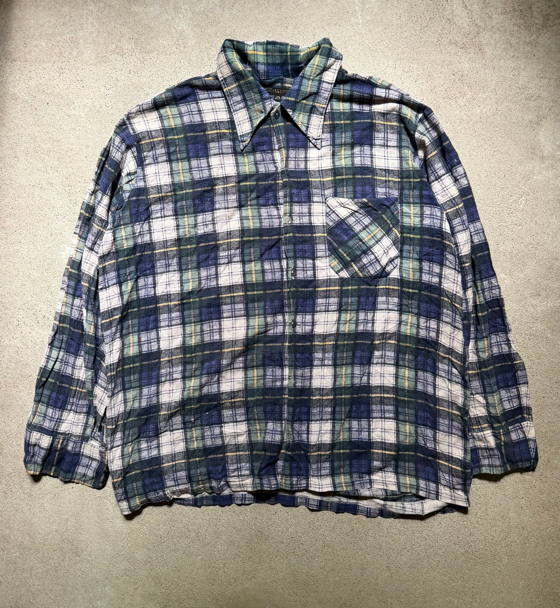 1970s German Plaid Cotton Flannel Shirt | Size XL