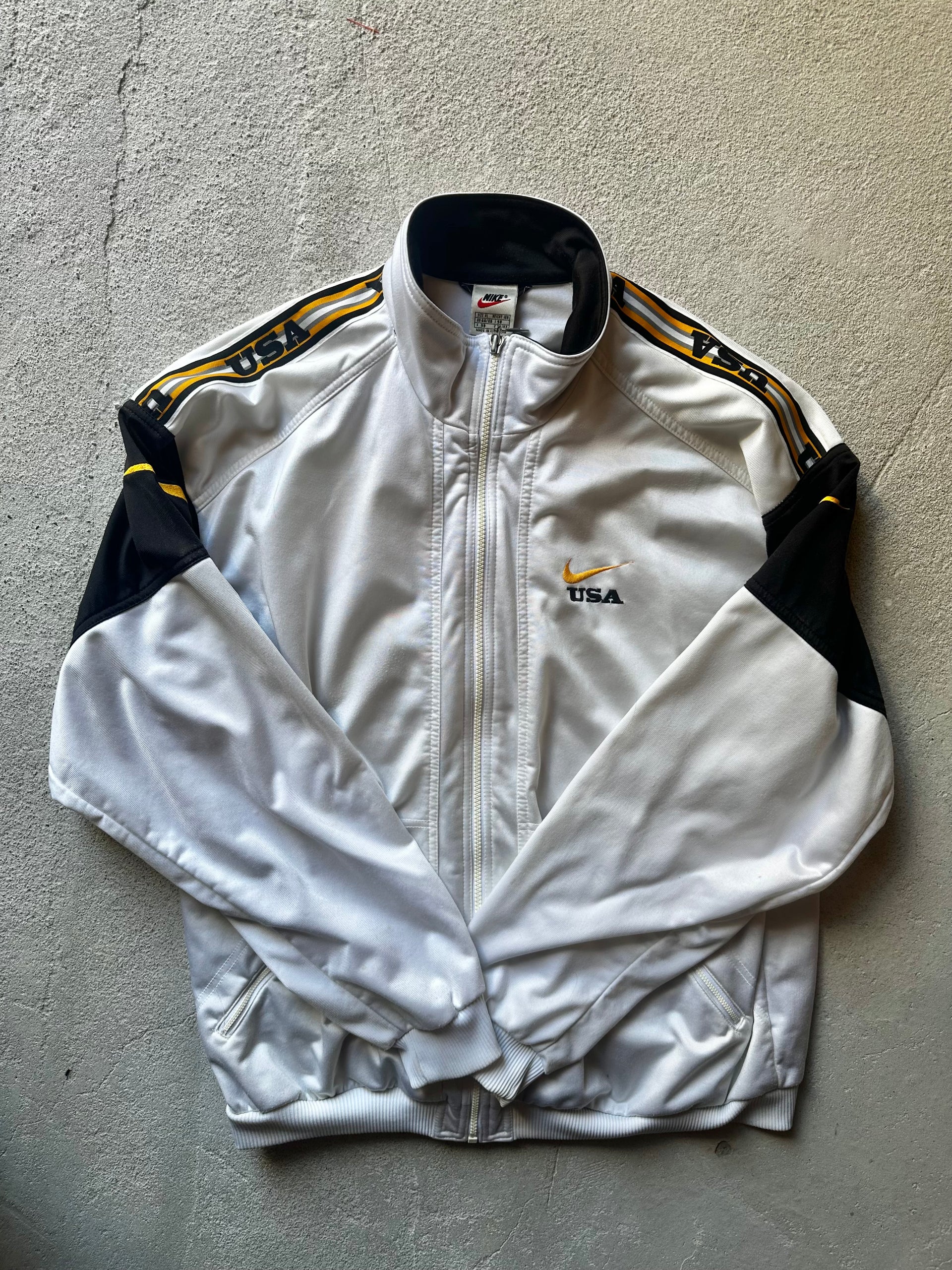 Nike USA Track Jacket – White/Black/Gold | Size L/XL