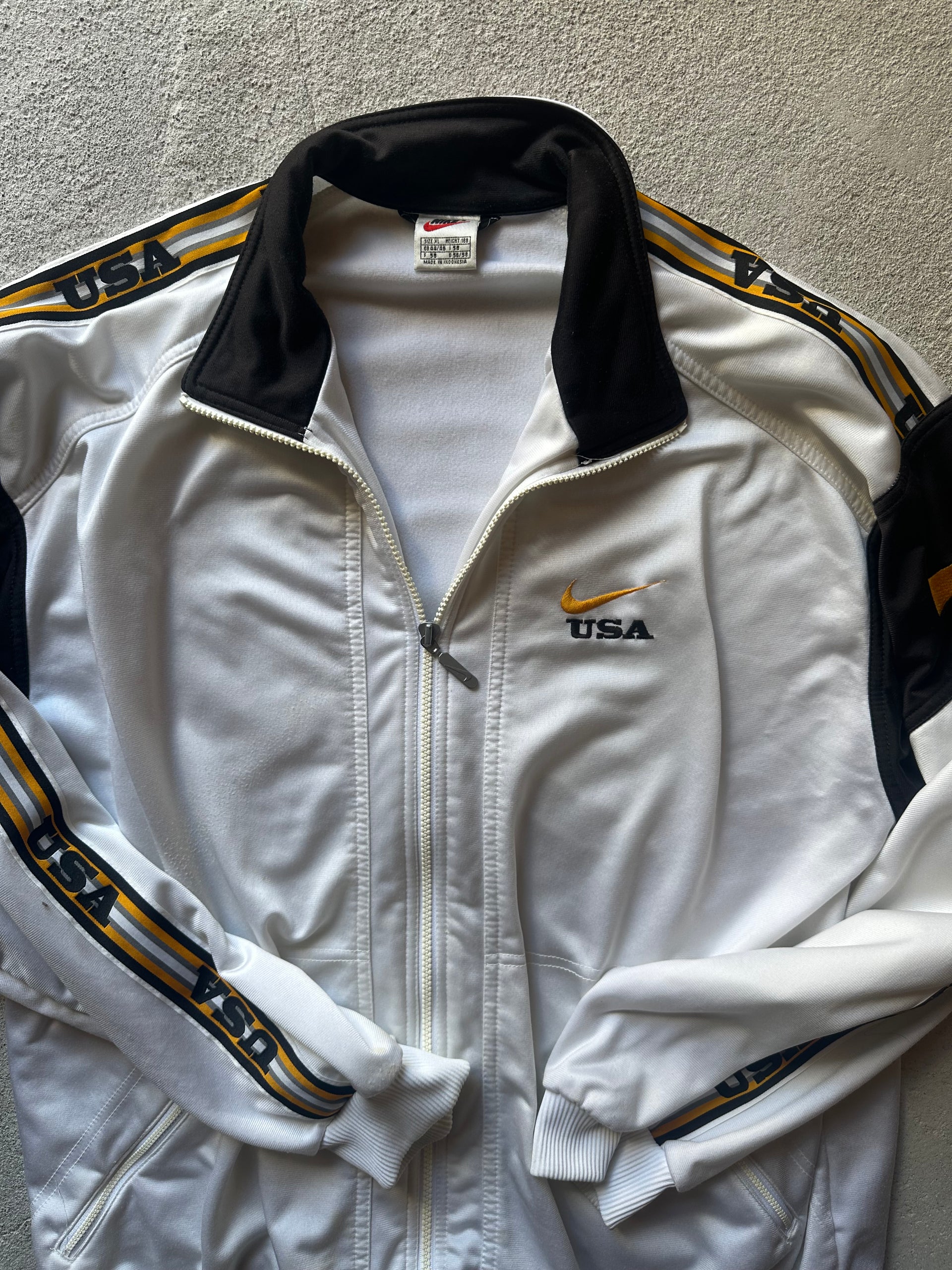 Nike USA Track Jacket – White/Black/Gold | Size L/XL