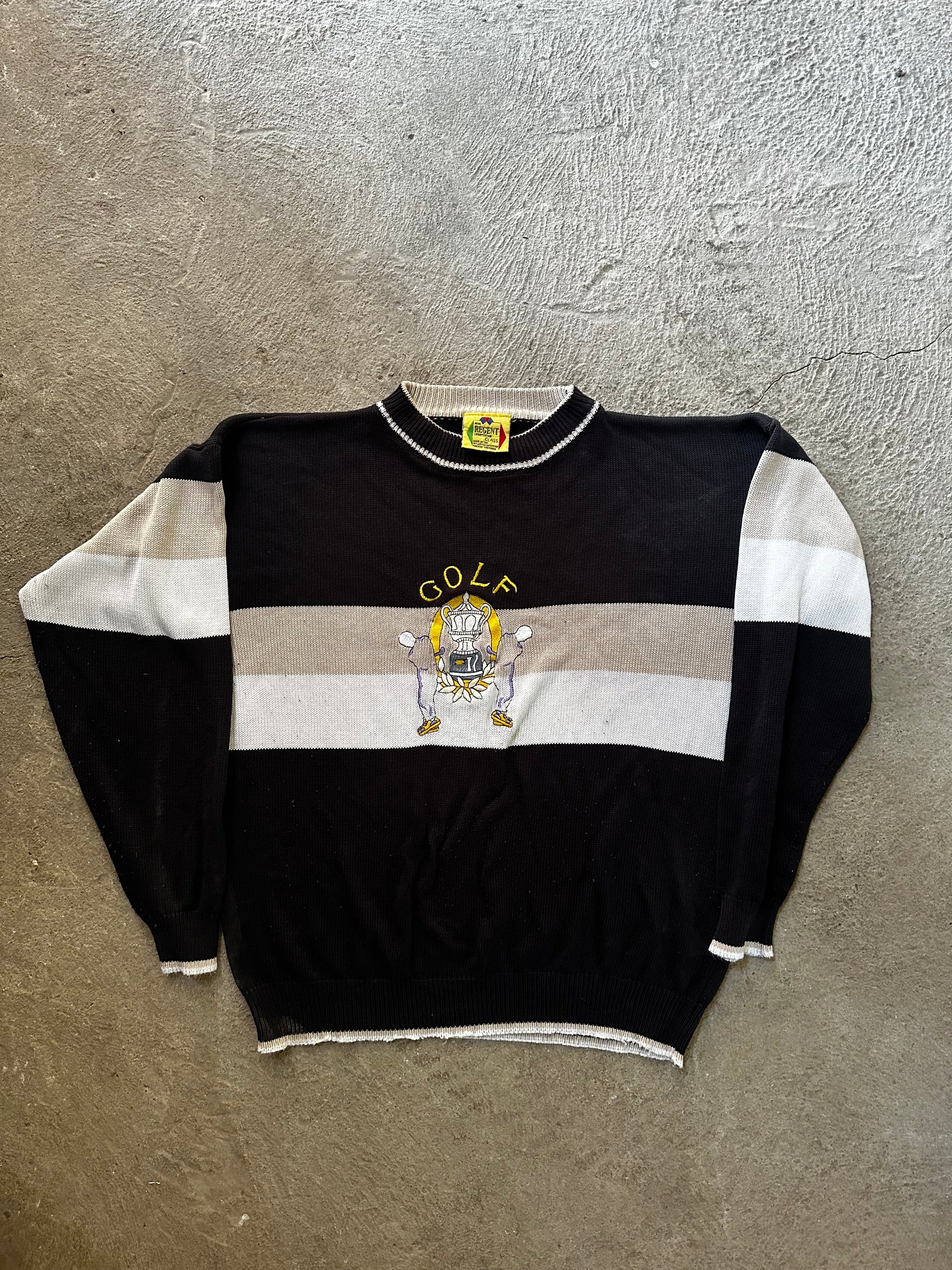 Vintage Golf Club Sweatshirt 90s | Striped Knit | Size XL