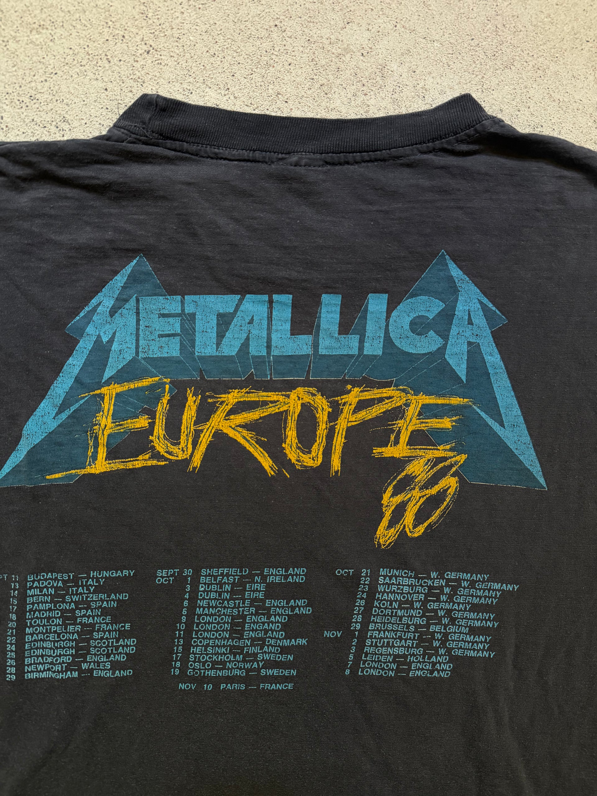 80s Metallica And Justice For All Europe 88 Tour Tee | Size XL