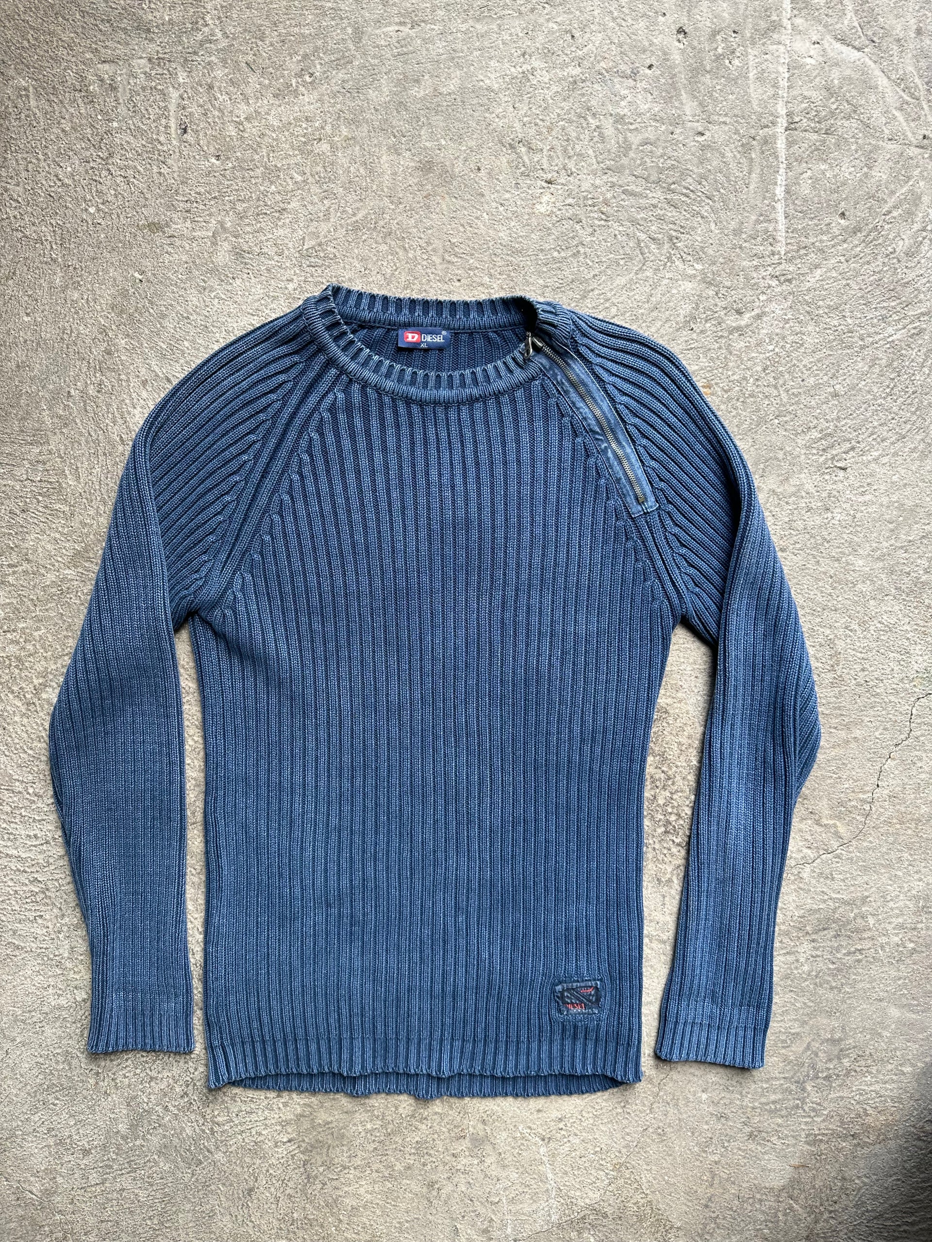 00s Diesel Ribbed Knit Sweater with Side Zip | Size XL
