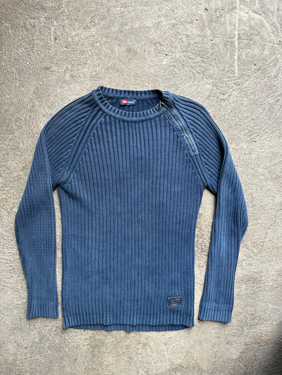 00s Diesel Ribbed Knit Sweater with Side Zip | Size XL