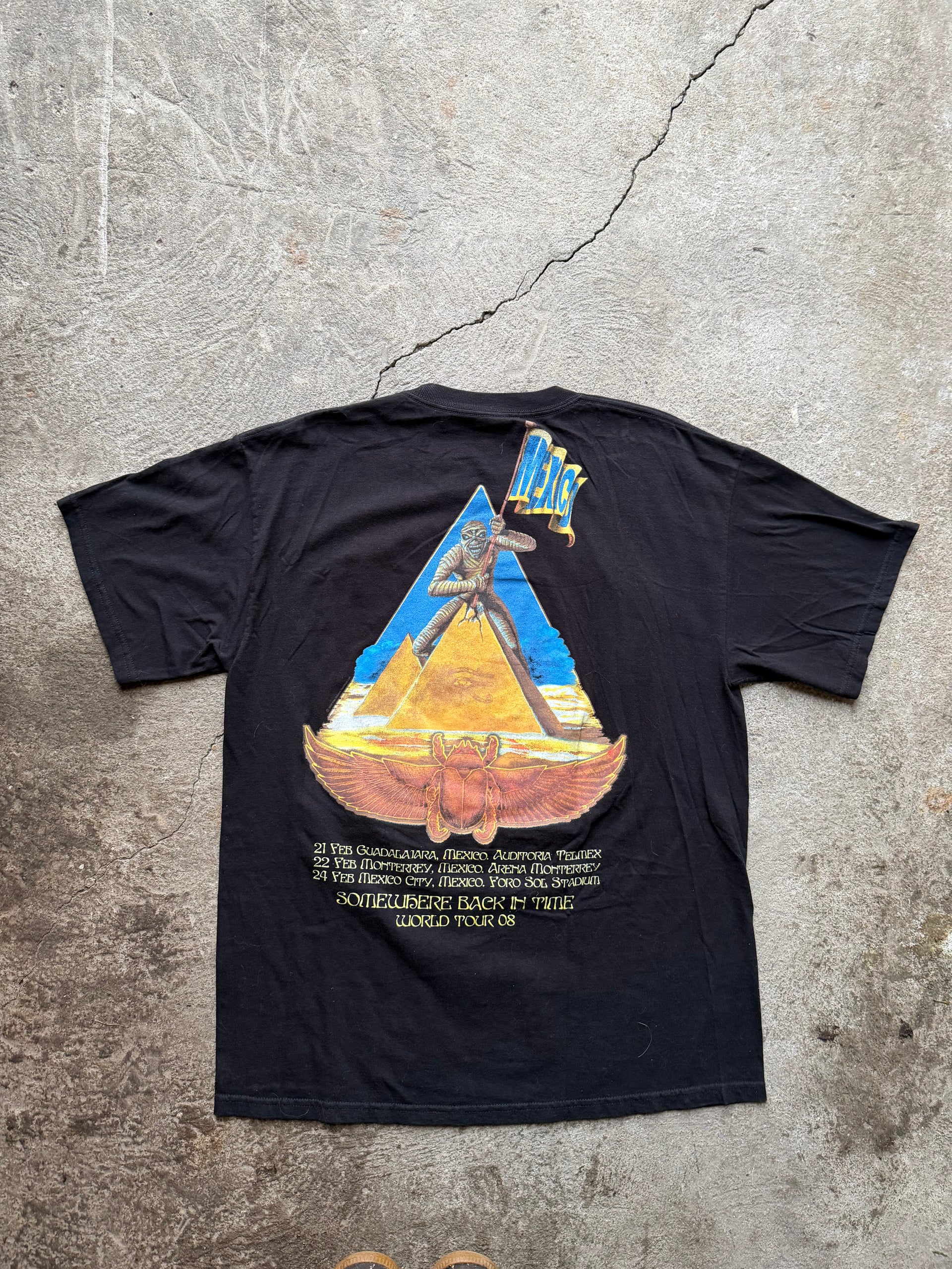 00s Iron Maiden Mexico Somewhere Back in Time Tour 2008 T-Shirt | Size L