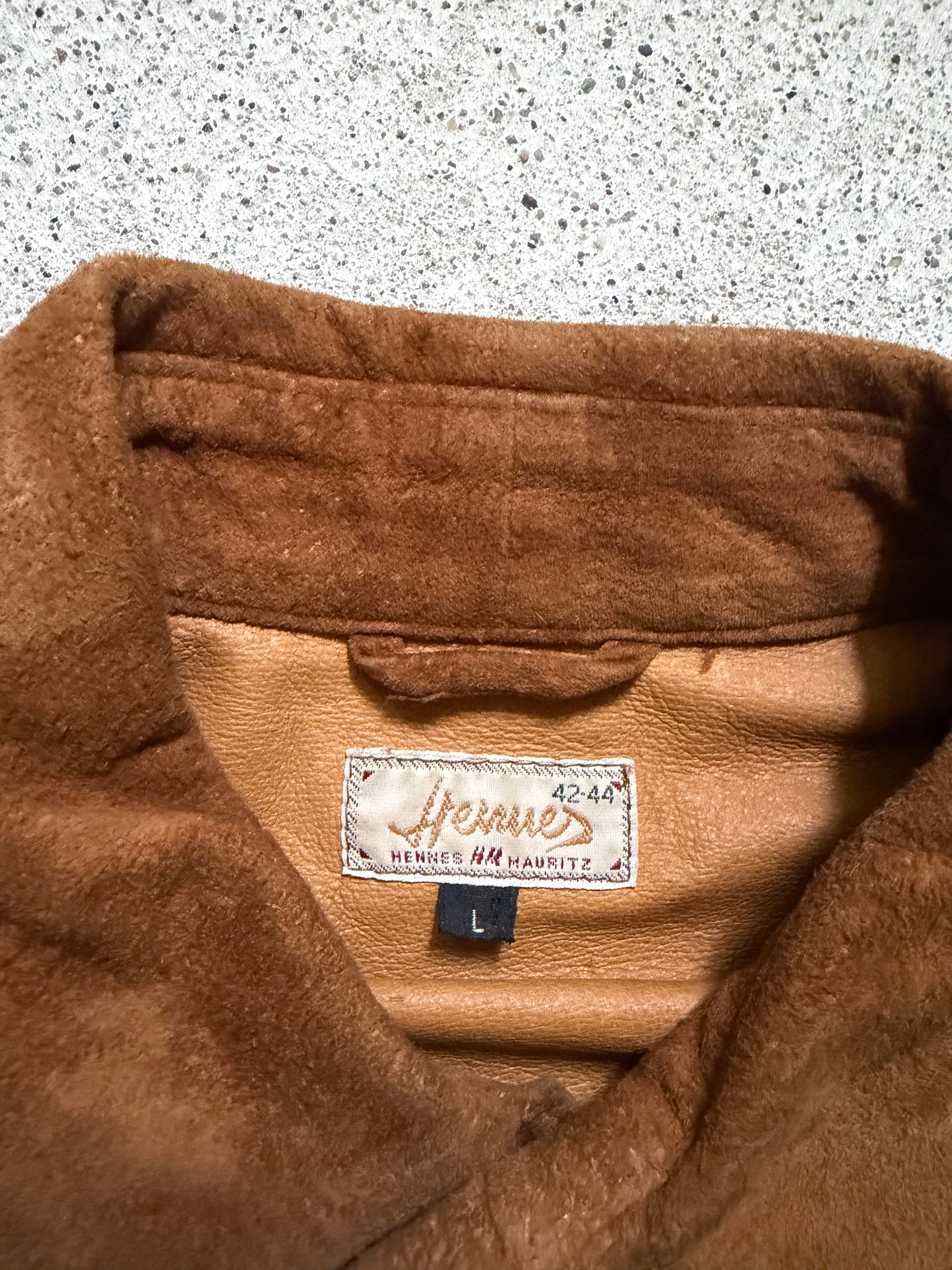 90s Brown Suede Leather Overshirt | Size L