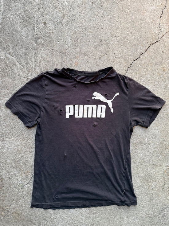 2010s Puma Logo Tee Heavy fade & Distressed | Size M