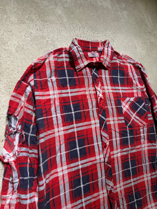80s Czechoslovakia Plaid Flannel Shirt | Size L