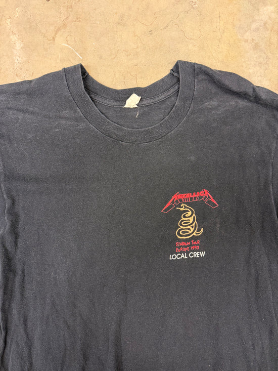 90s Metallica Stadium Tour Europe 1993 Local Crew Vintage T-Shirt | Size L