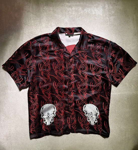 2000s Snake Eyes Skull Button Up Shirt | Size L