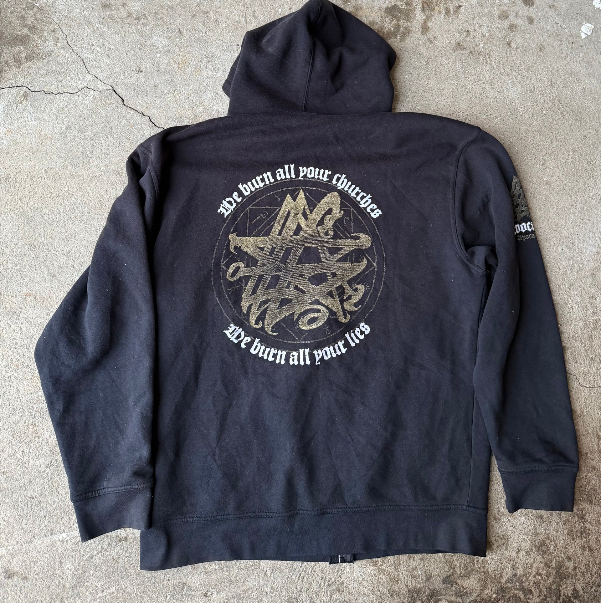 00s Enthroned Black Metal Zip Hoodie | Size XXL