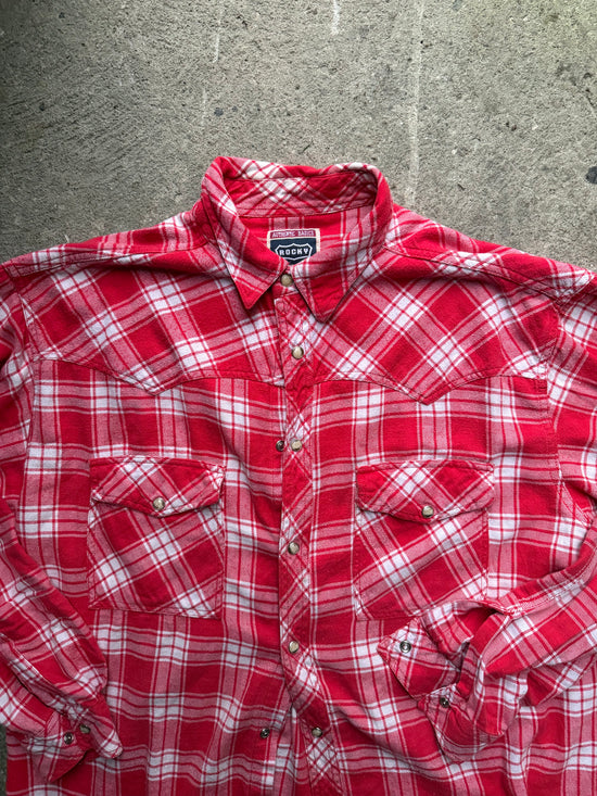 90s Rocky Plaid Flannel Shirt | Size M