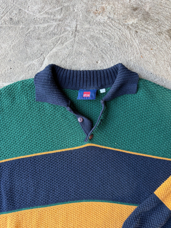 90s Cotton Knit Rugby Polo | Size XL