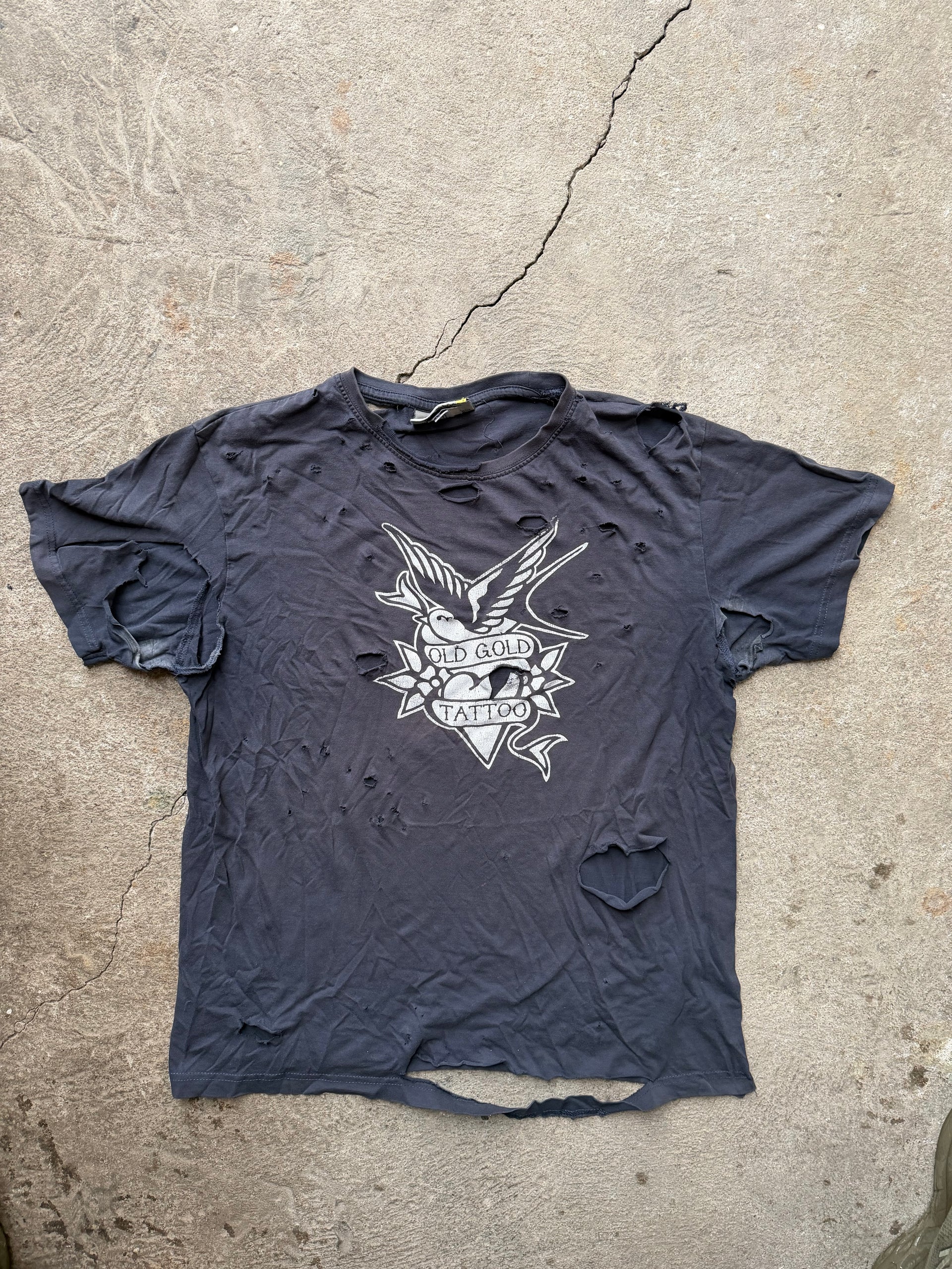 00s Tattoo Trashed T-Shirt | Size L