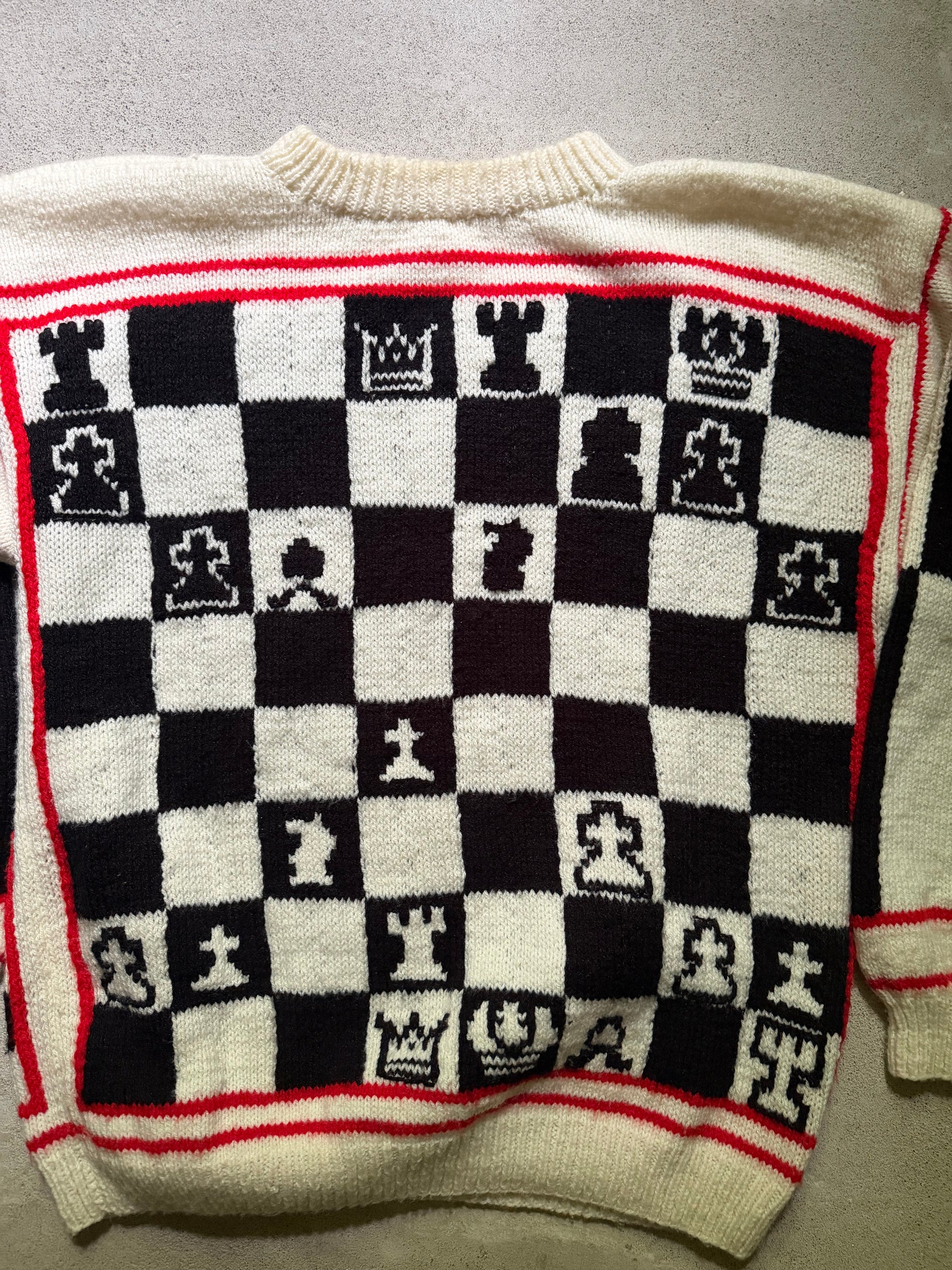 1980s Chess Knit Sweater | Size XL