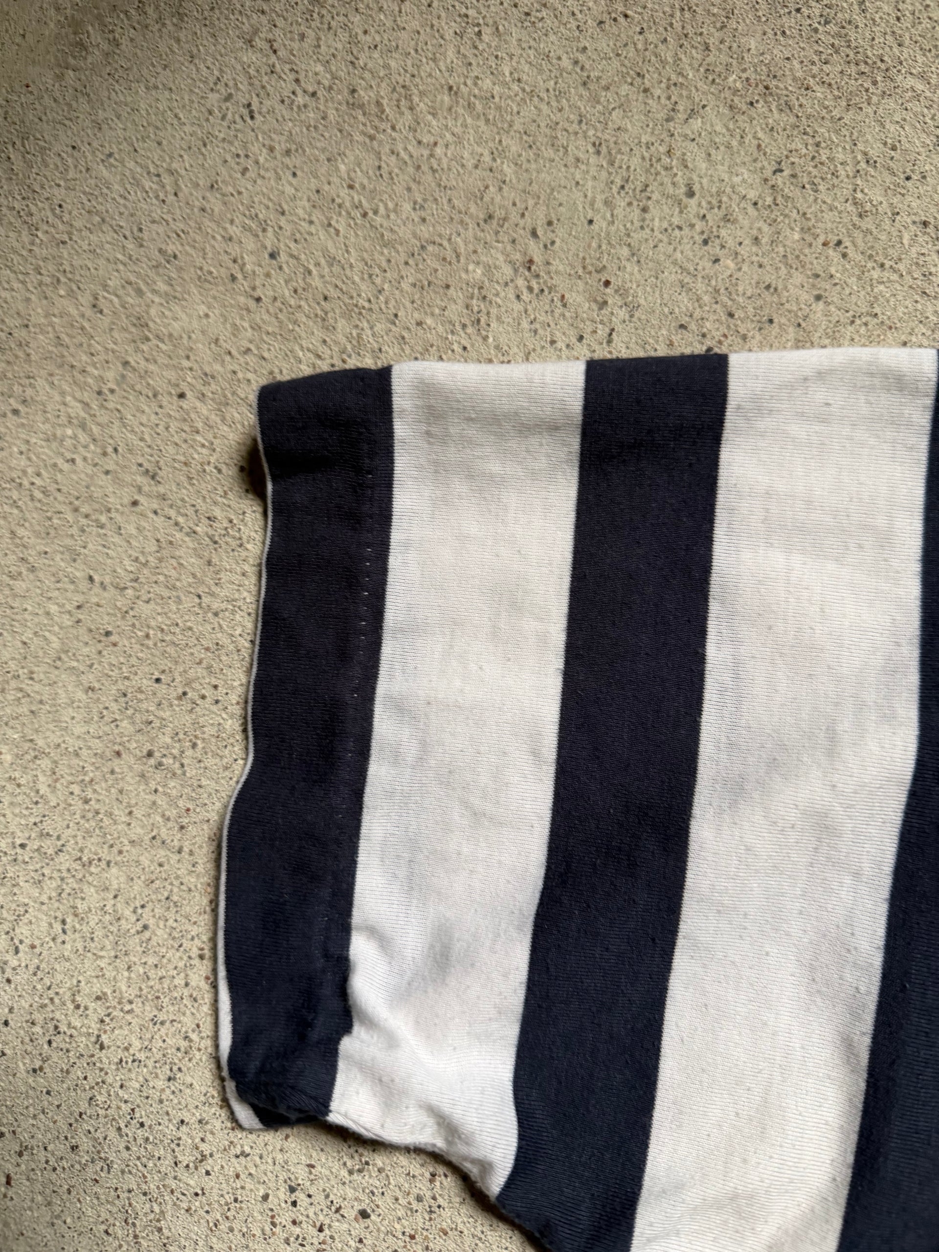 80s Navy & White Striped Ringer T-Shirt | Size L