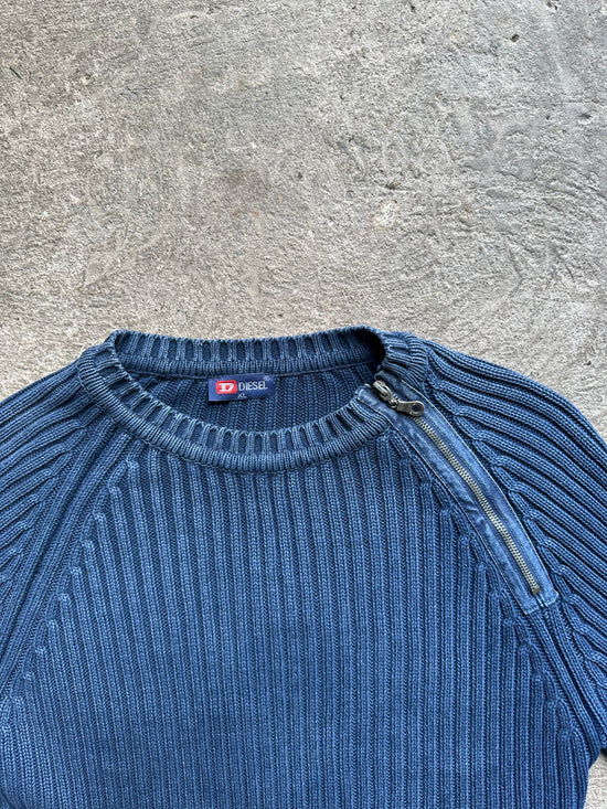 00s Diesel Ribbed Knit Sweater with Side Zip | Size XL