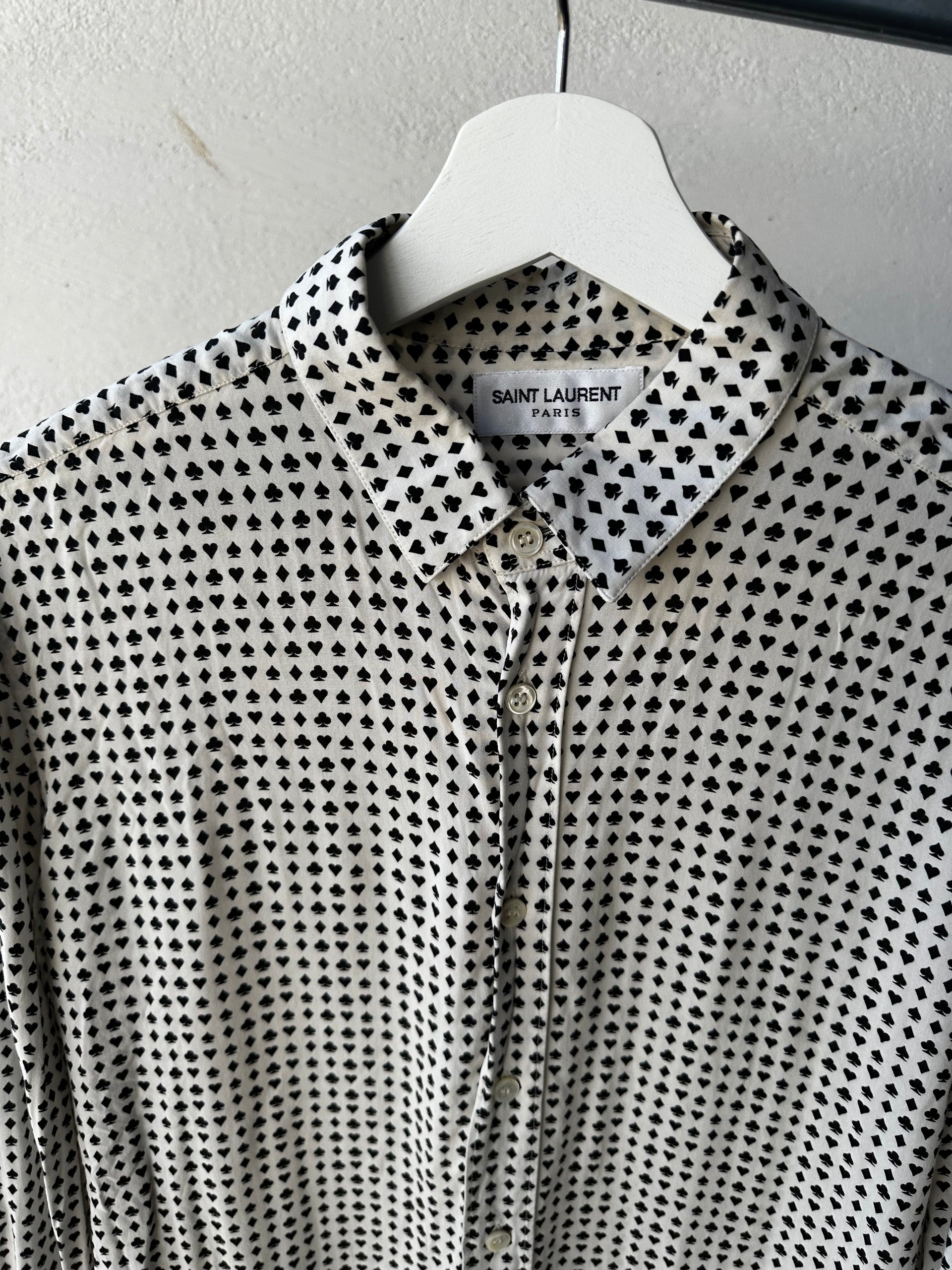 Saint Laurent Paris skjorta herr från ss16 med svartvit grafiskt mönster