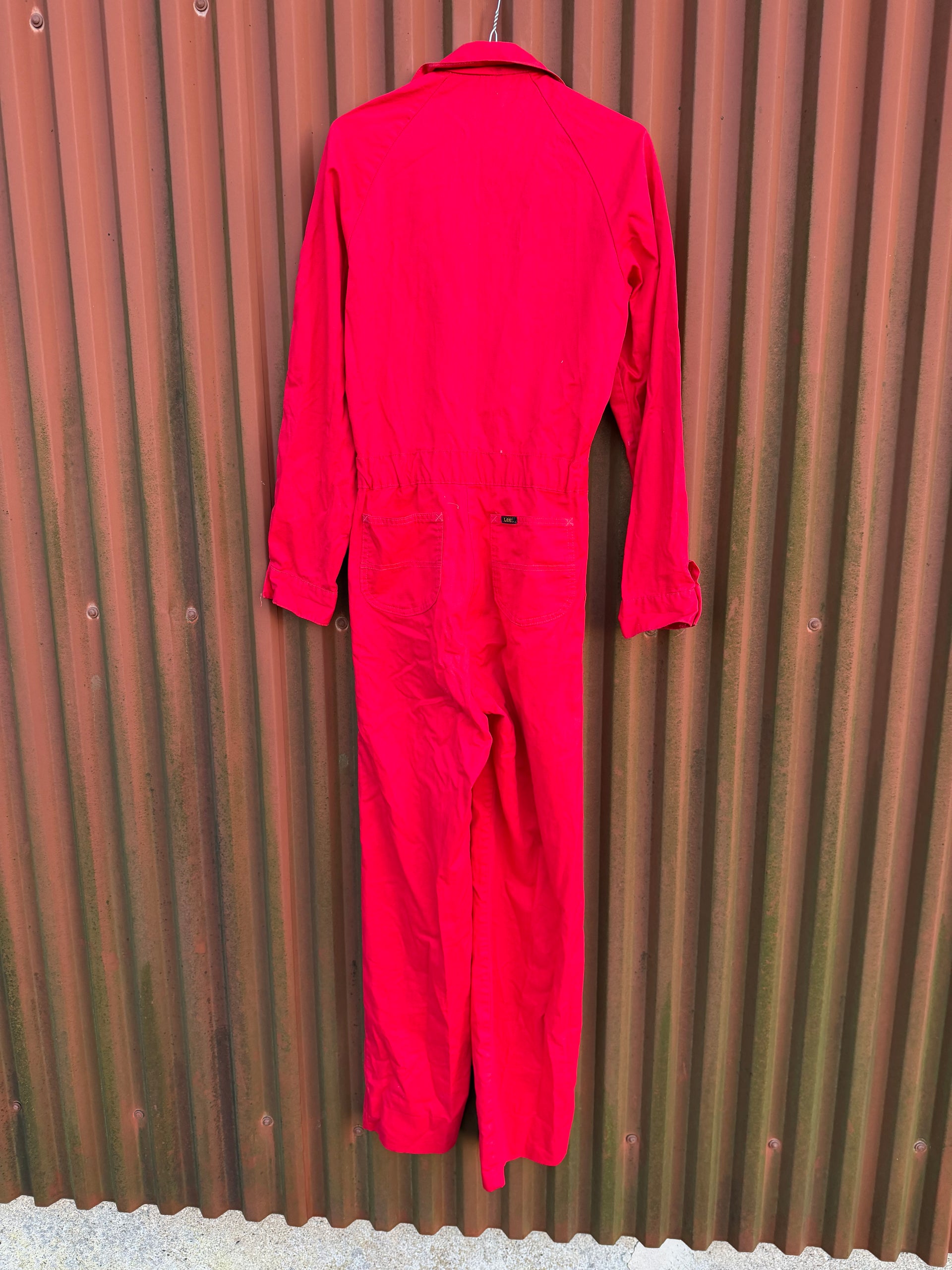 80s Lee Workwear Coverall Red Sunfaded | Size 28x36