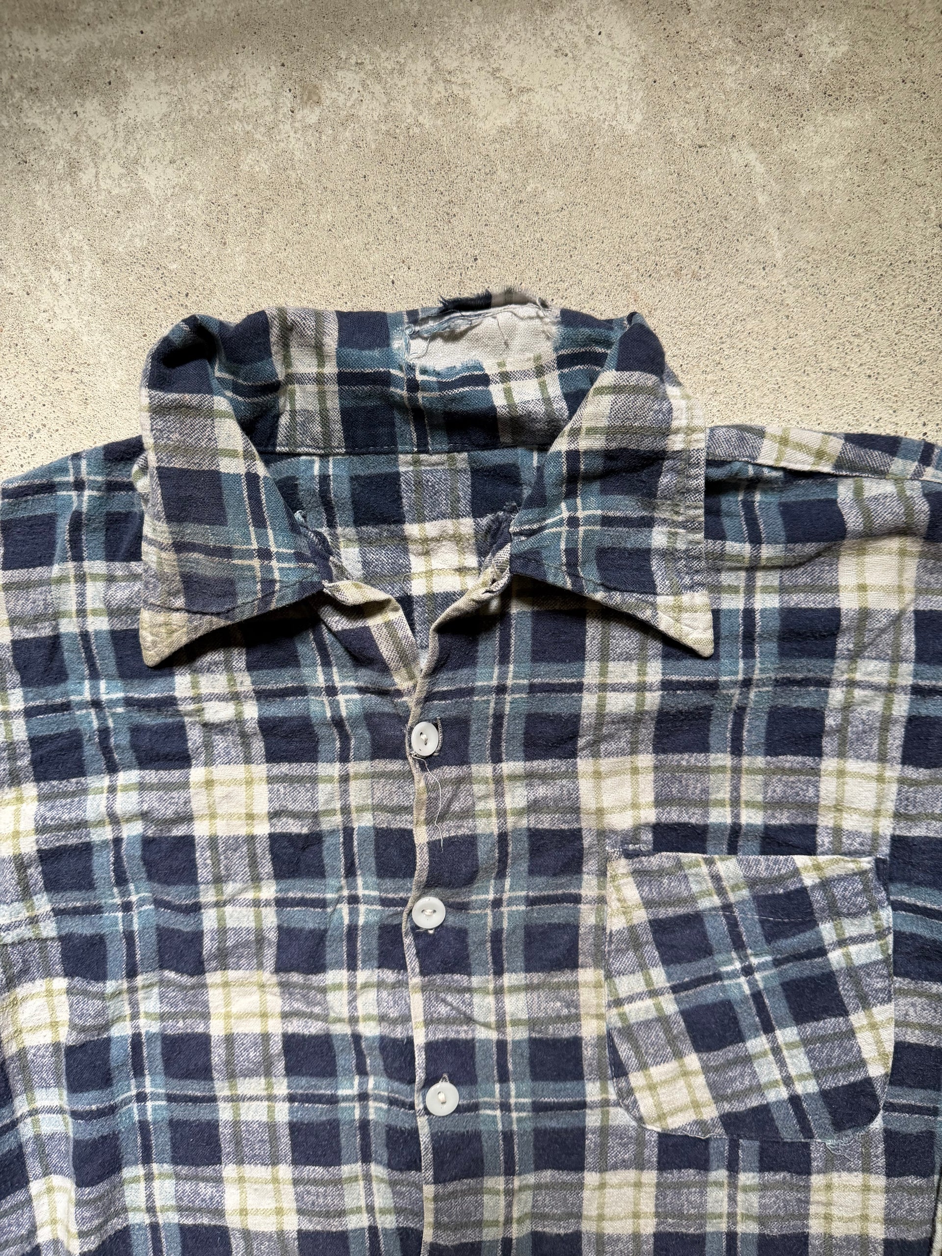 1970s Plaid Cotton Flannel Shirt | Size XL