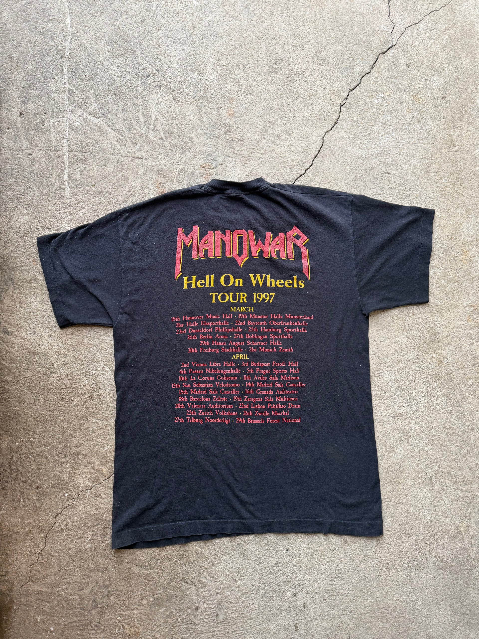 90s Manowar Hell On Wheels Tour 1997 Vintage T-Shirt | Size L