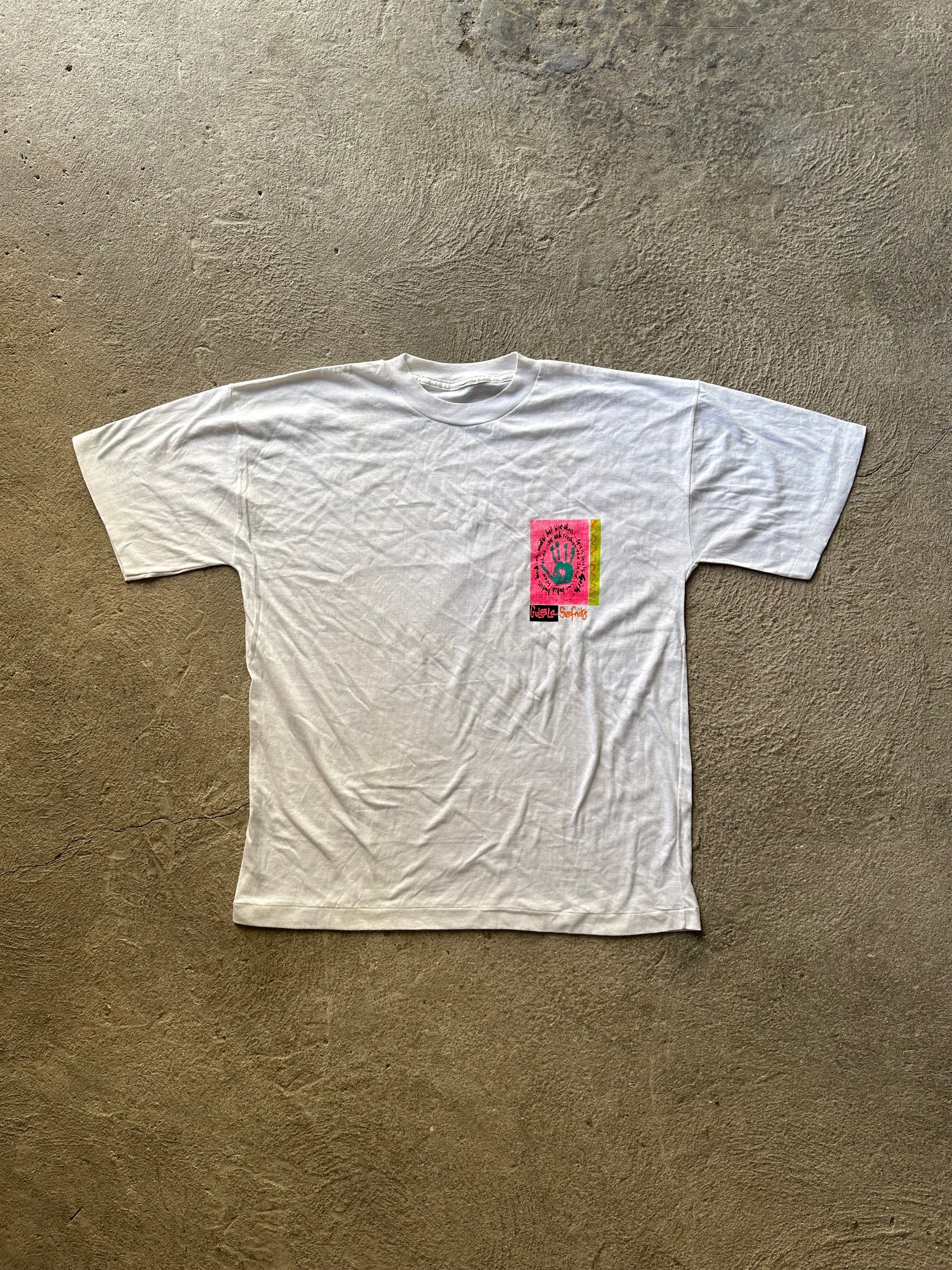 Vintage Gul & Blå Surfer Tee | Size XL