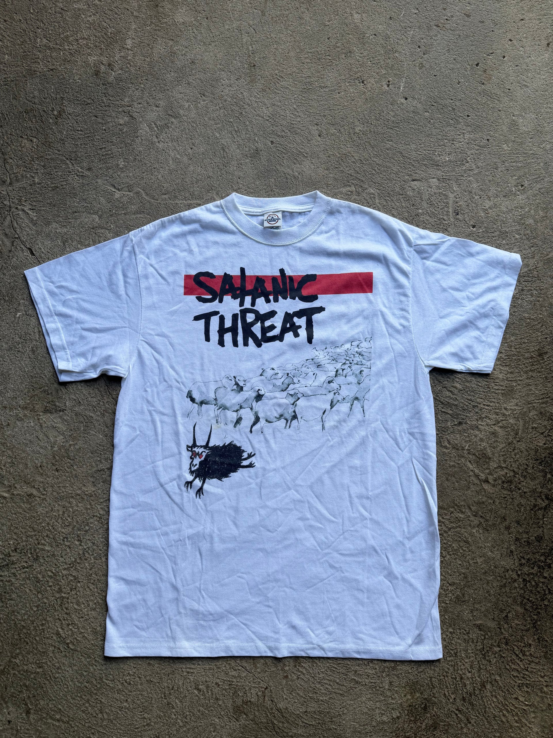 00s Satanic Threat “Sheep & Jesus” Double-Sided Tee | Size L