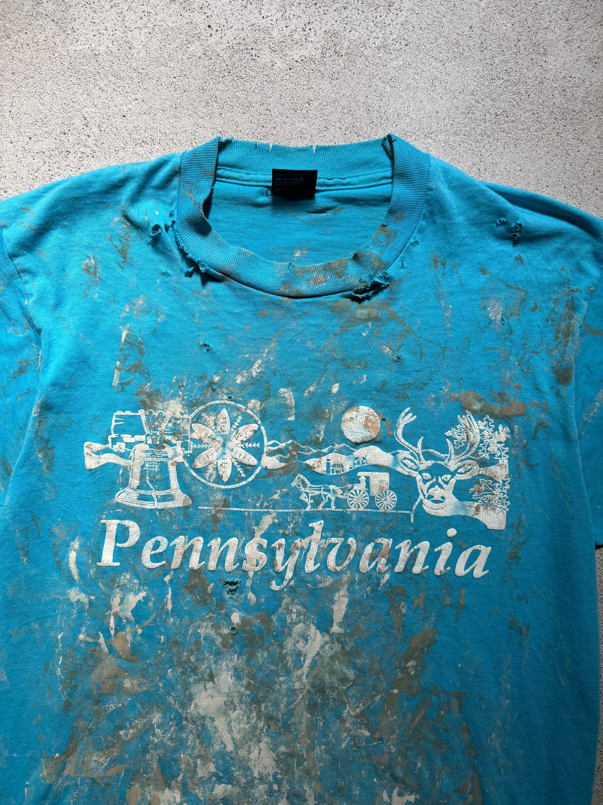 80s Distressed Paint T-Shirt | Size XL