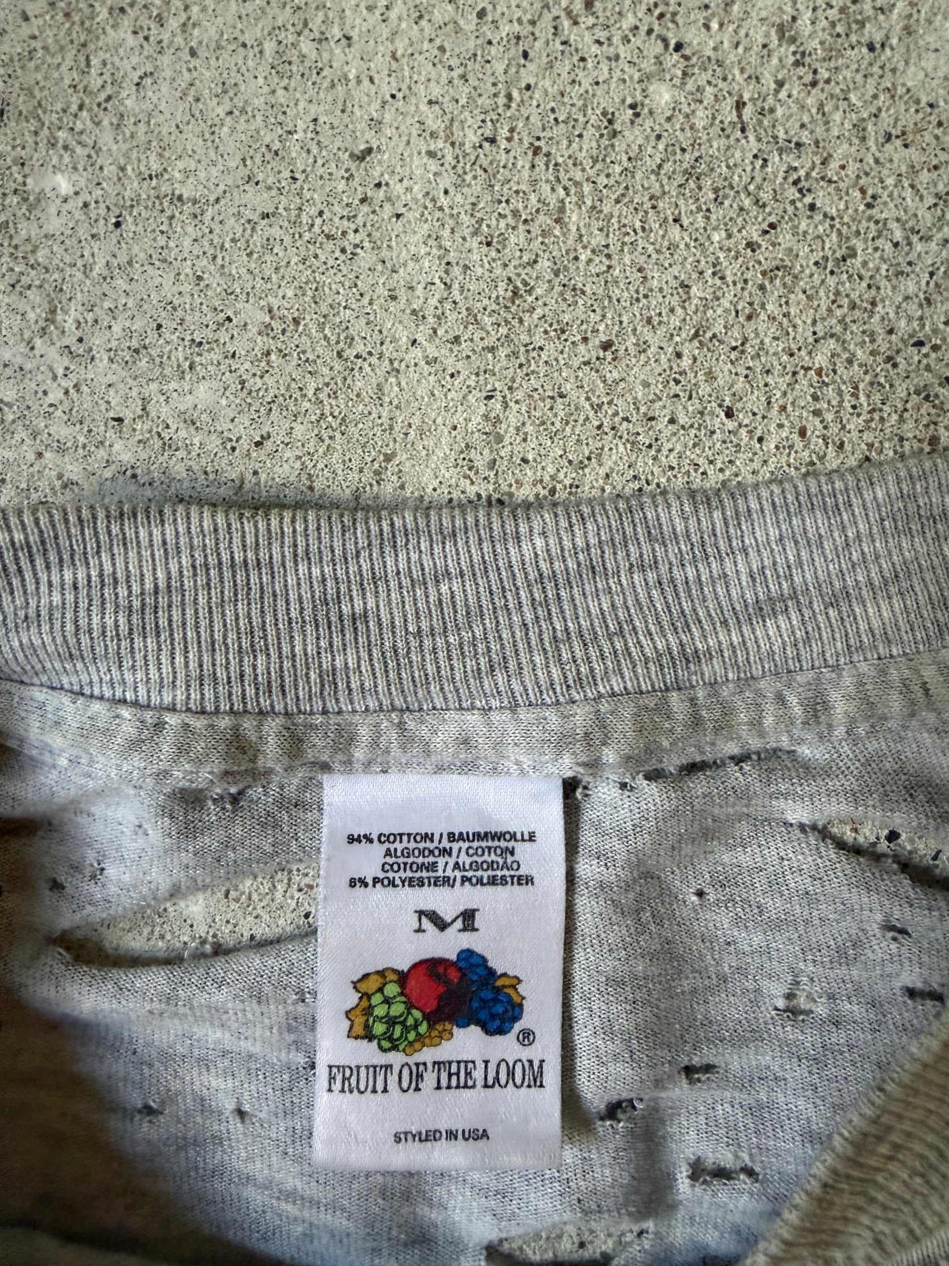 90s Fruit of the Loom Blank Distressed T-Shirt | Size M