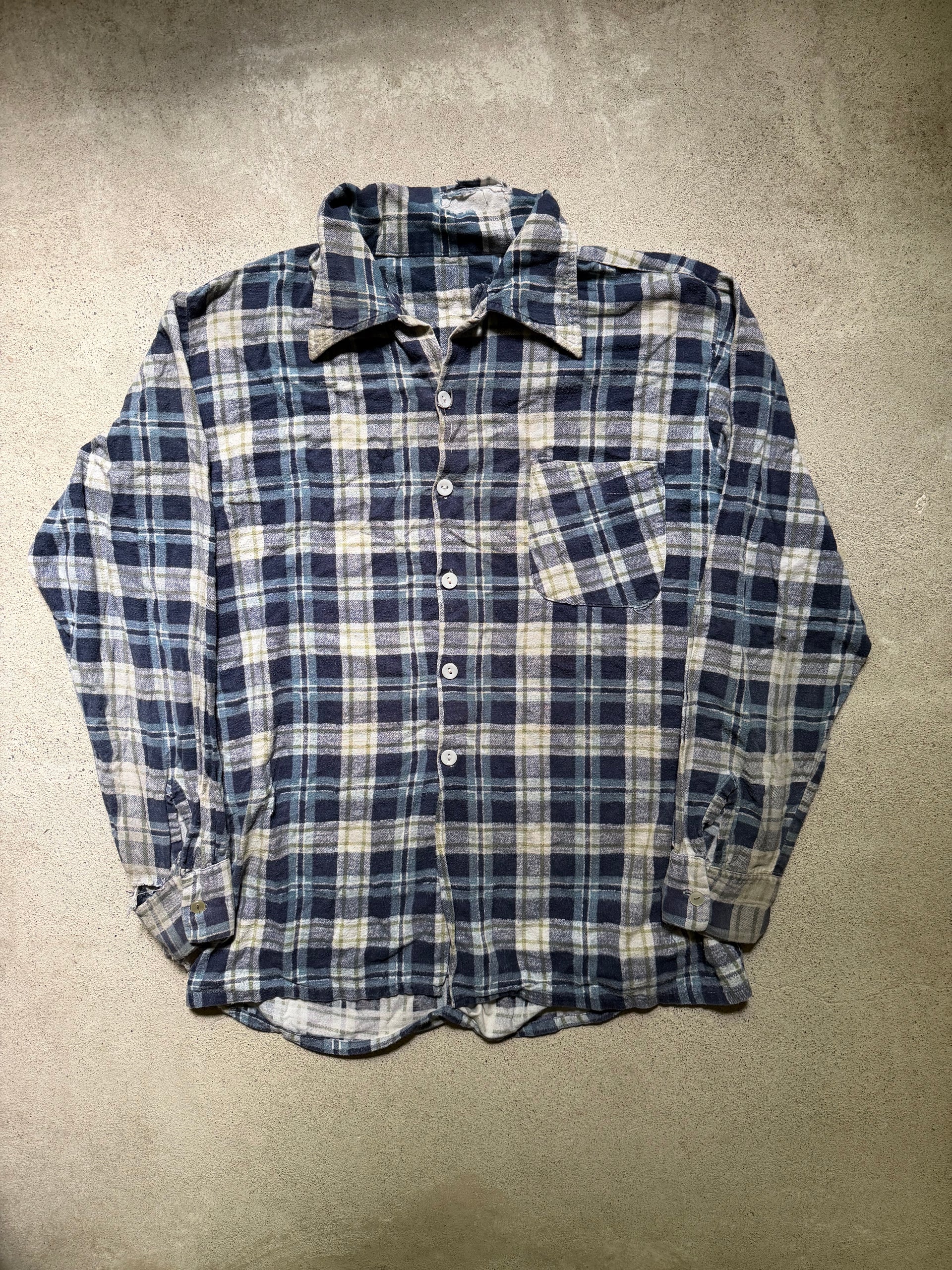 1970s Plaid Cotton Flannel Shirt | Size XL