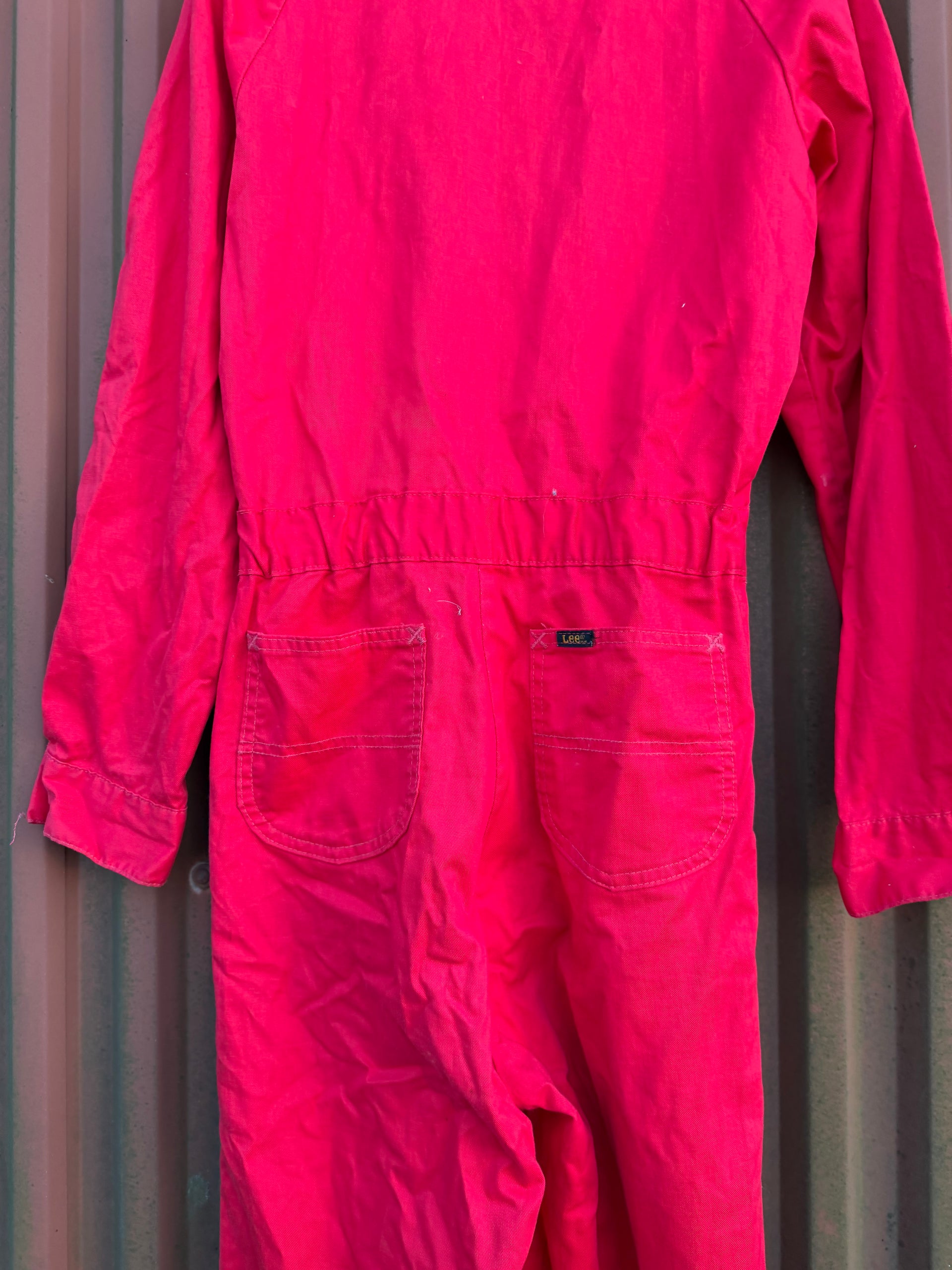 80s Lee Workwear Coverall Red Sunfaded | Size 28x36