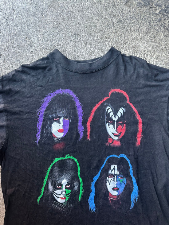 KISS 90s Bootleg Band Faces Vintage Tee | Size XL