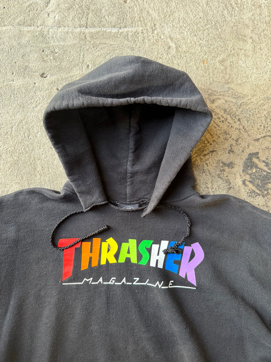2010s Thrasher Magazine Rainbow Logo Hoodie | Size L