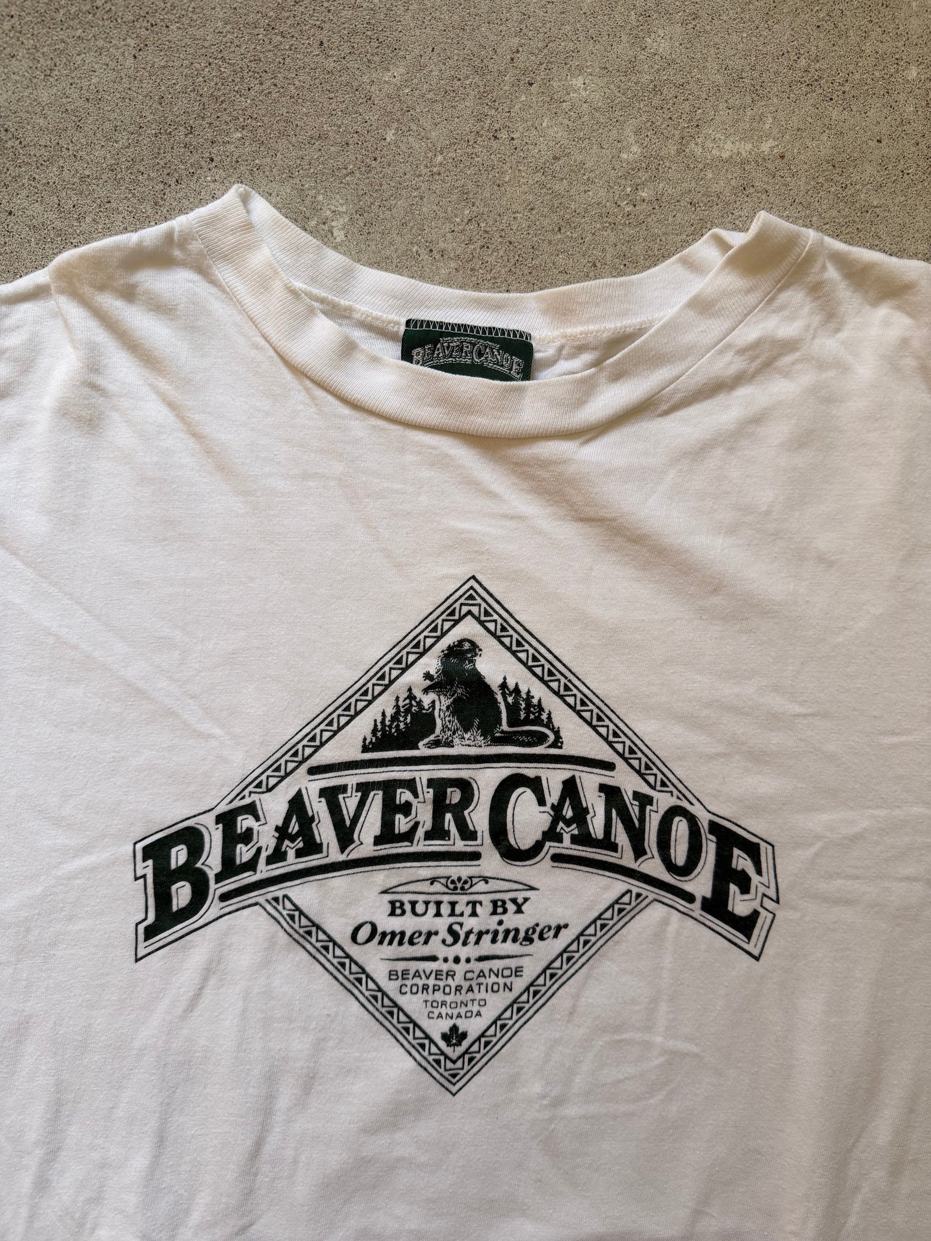90s Beaver Canoe Logo Tee | Size L
