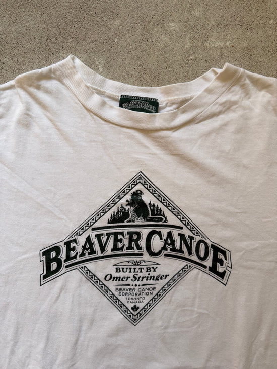 90s Beaver Canoe Logo Tee | Size L