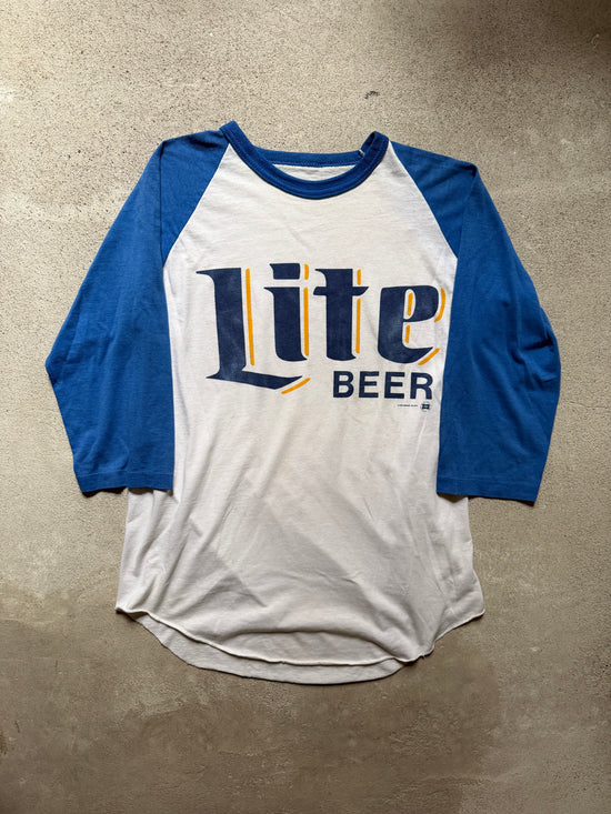 90s Miller Lite Beer Raglan Tee | Size L