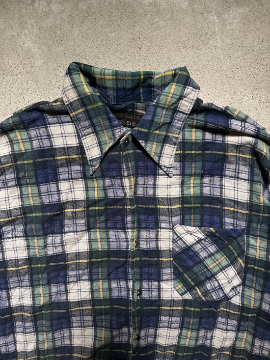 1970s German Plaid Cotton Flannel Shirt | Size XL