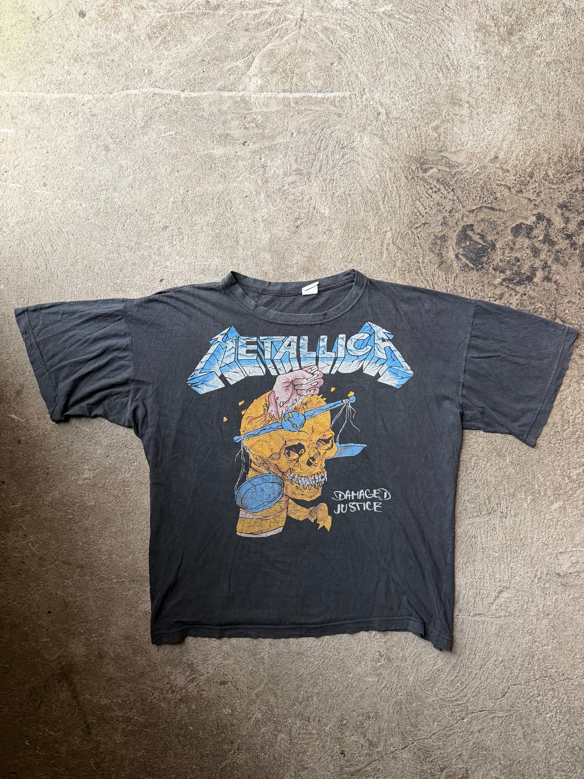 90s Metallica Damaged Justice Steamhammer Backprint Tee | Size XL
