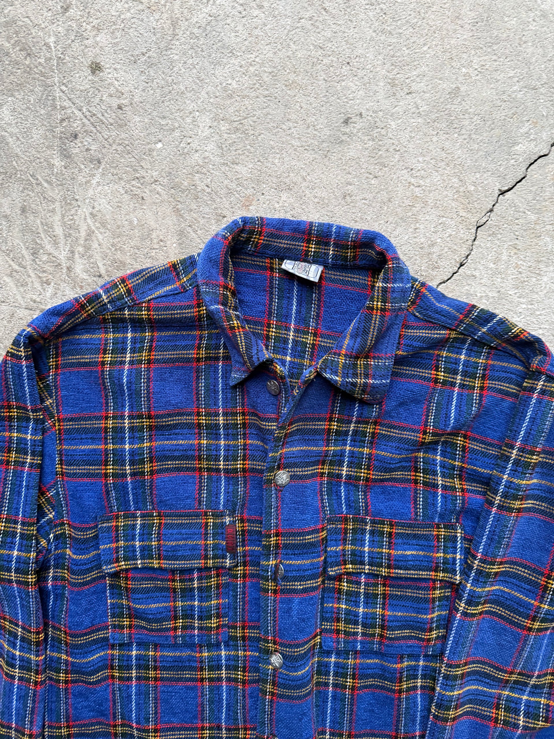 90s Plaid Wool-Blend Flannel | Size L